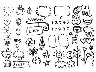 Cute element doodle cartoon hand drawn , coloring book