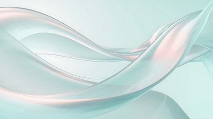 Obraz premium Elegant Abstract Flowing Wave Background with Soft Pastel Colors in Calming Blue and Pink Tones. Gentle Fluid Shapes for a Modern Design Aesthetic