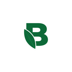 Initial Letter B Leaf Icon Logo Design Template