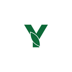 Initial Letter Y Leaf Icon Logo Design Template
