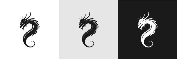 2024 New Year's card Dragon illustration, Japanese style design Translation: happy new year