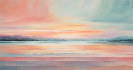 Obraz premium abstract horizon line with layers of soft, pastel colors rising and falling, creating a soothing breathing rhythm