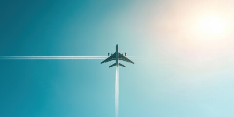 Airplane Contrails Form a Cross in a Blue Sky