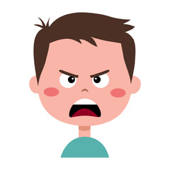 Boy face with anger emotion. Face expression. The boy is angry