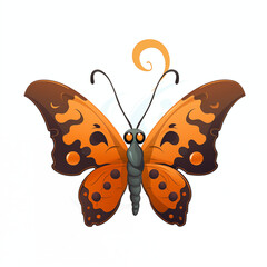 Colorful cartoon butterfly showcasing vibrant orange and black patterns with unique details