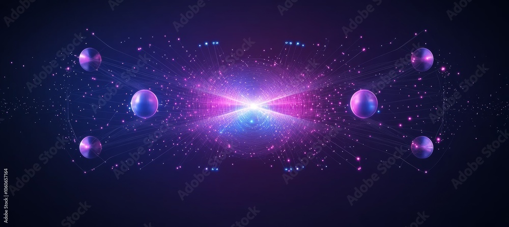 Wall mural space solar system with planet orbit rotation. generative ai technology.