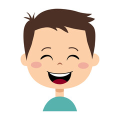 Boy laughs. Boy face with emotion of happiness. Face expression.