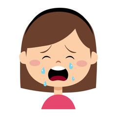 The girl is crying. Girl face with tears. Face expression sadness.