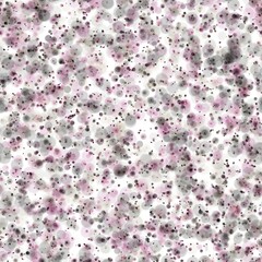 Random pale multicolored circles with different sizes. Dusty rose, grey and grey olive colors on the white background. Seamless hand drawn pattern