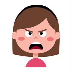 Girl face with anger emotion. Face expression. The girl is angry