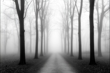 Fototapeta premium Misty pathway in monochrome tones
