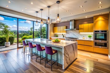 Fototapeta premium Modern Kitchen with Marble Island and Sleek Design