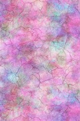 Fototapeta premium Abstract Cracked Surface with Pink, Blue, and Green Watercolor Wash