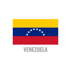 Venezuela flag icon. The country sign. Rectangle shape. Isolated on a white background. Vector image.