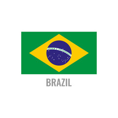 Fototapeta premium Brazil flag icon. The country sign. Rectangle shape. Isolated on a white background. Vector image.