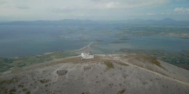 Flying over Croagh Patrick Mountain, County Mayo, Ireland
