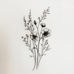 Obraz premium flower, vector, floral, nature, flowers, plant, illustration, leaf, bouquet, design, summer, pattern, spring, art, decoration, blossom, drawing, flora, ornament, card, vintage, garden, beauty, sketch,