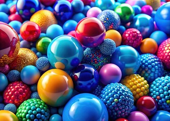 Fototapeta premium Colorful orbs, a symphony of textures, close-up.