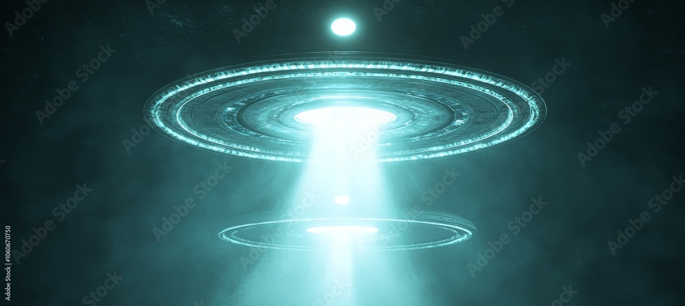 Canvas Prints alien ufo spacecraft. unidentified flying object. generative ai technology.