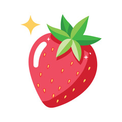 Obraz premium Strawberry vector illustration. Red shining glossy strawberry with reflections.