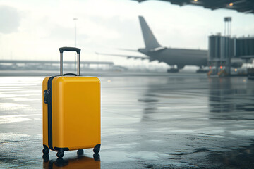traveling luggage in airport terminal, concept of travel by air plane
