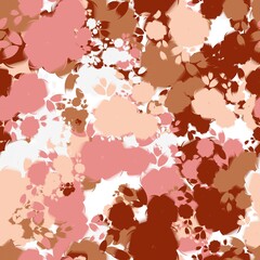 Rust brown, clay brown, light coral and light apricot color flowers. Seamless hand drawn pattern. Floral texture.