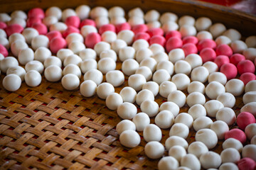 close-up of making tangyuan