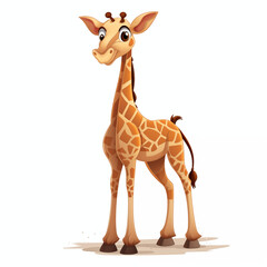 Obraz premium The cartoon giraffe, with a friendly expression, stands tall and proud