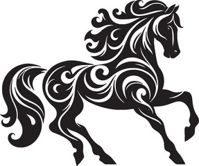 A silhouette illustration of a unicorn in a flat design style