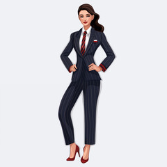 Fototapeta premium A confident cartoon character in a stylish business suit standing with poise indoors