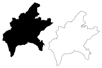 Goiania City (Federative Republic of Brazil, Goias State) map vector illustration, scribble sketch City of Goiania map