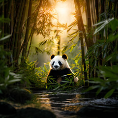 panda in bamboo forest