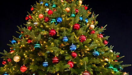 christmas tree looks beautiful decorated colorful holiday bulbs
