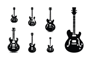 Naklejka premium Collection of guitar set logo icon vector set