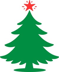 Christmas tree clip art design on plain white transparent isolated background for card, shirt, hoodie, sweatshirt, apparel, card, tag, mug, icon, poster or badge
