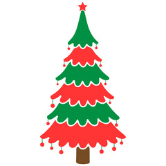 Christmas tree clip art design on plain white transparent isolated background for card, shirt, hoodie, sweatshirt, apparel, card, tag, mug, icon, poster or badge