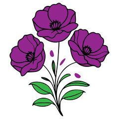 Flower clip art design on plain white transparent isolated background for card, shirt, hoodie, sweatshirt, apparel, card, tag, mug, icon, poster or badge