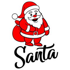 Santa christmas typography clip art design on plain white transparent isolated background for card, shirt, hoodie, sweatshirt, apparel, card, tag, mug, icon, poster or badge