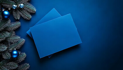blue christmas card design features dark blue background empty space holiday message text greeting card