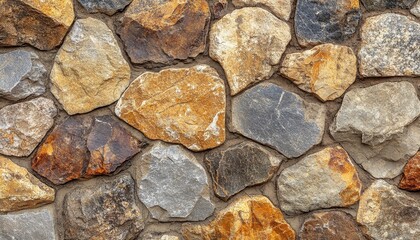 Seamless pattern of golden textured stones and pebbles for landscaping design