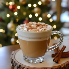 Classic Irish coffee in a glass mug