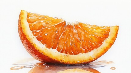 Watercolor Illustration of a Vibrant Juicy Orange Slice Isolated on a Clean White Background, Perfect for Freshness and Citrus Themes