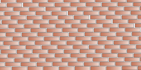 Brick Wall Background. Brown or orange brick wallpaper background. Exterior and interior brick wall texture. Vector illustration, Wall with small red tiles, Pattern of real red brick wall. 