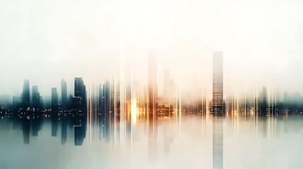 Fototapeta premium Minimalist cityscape with muted colors and soft lines, evoking calmness