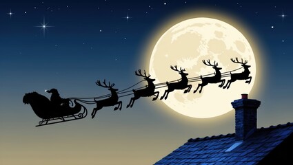 Striking Silhouette of Santa in Moonlight