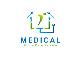 Medical home care logo template design with home and clinical concepts for healthcare services.