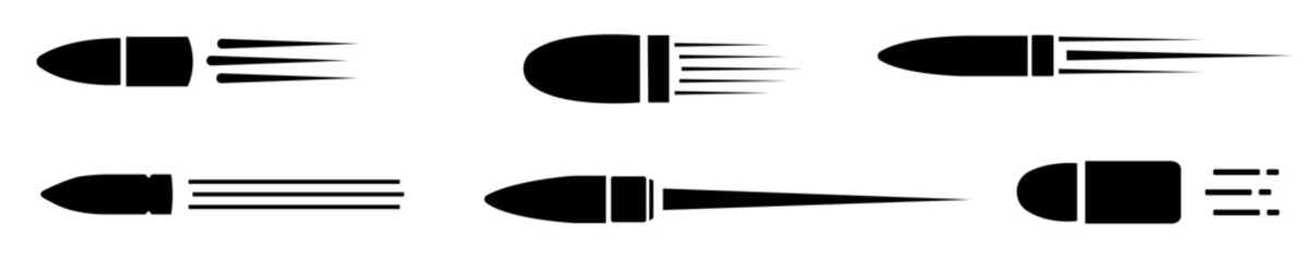 Set of bullets travelling in the air,Bullets moving  towards their target,Bullet moving to its path