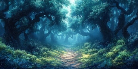 Fototapeta premium A Path Through a Dark and Mystical Forest