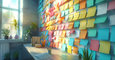 Colorful Sticky Notes On A White Wall