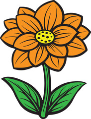 Flower clip art design on plain white transparent isolated background for card, shirt, hoodie, sweatshirt, apparel, card, tag, mug, icon, poster or badge